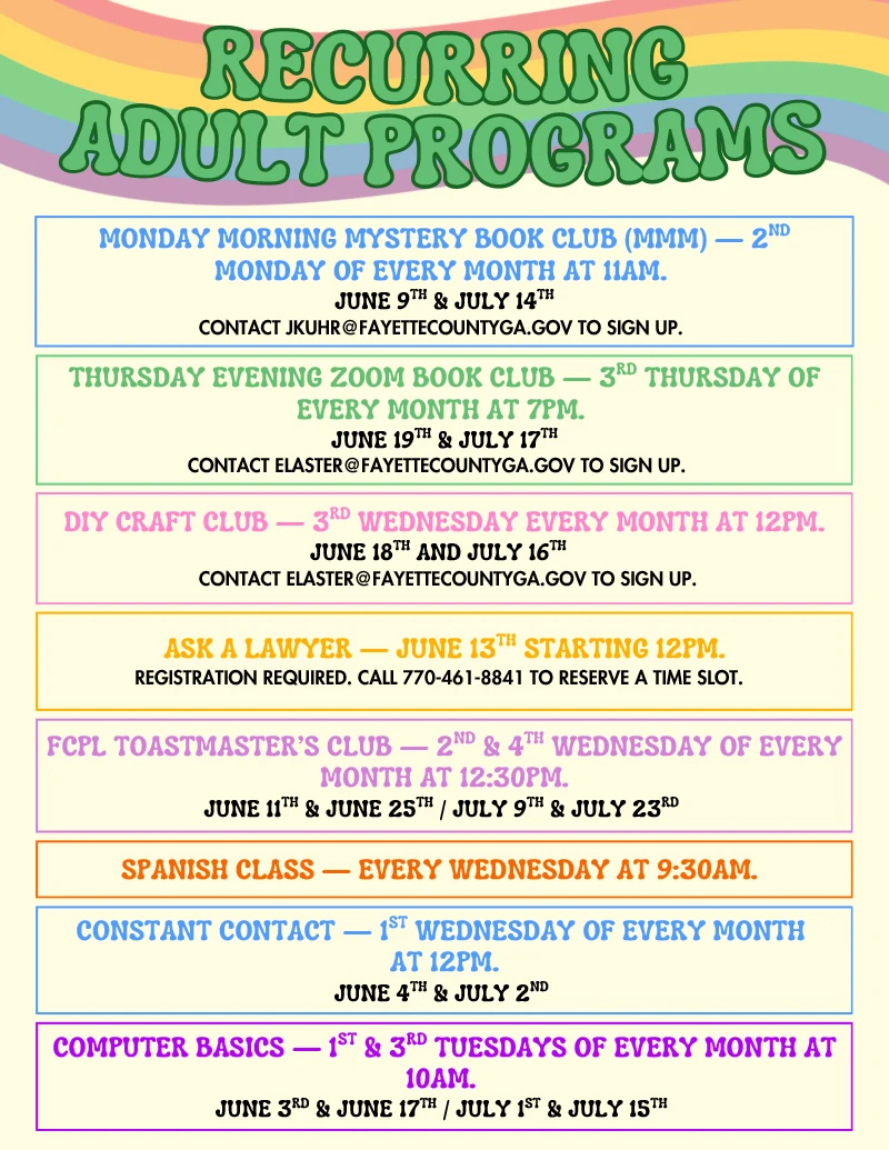 Adult Recurring Programs Flyer
