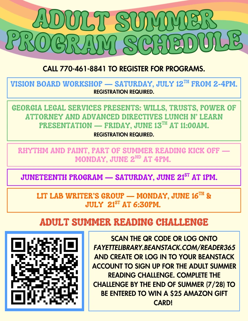 Adult Summer Reading Flyer